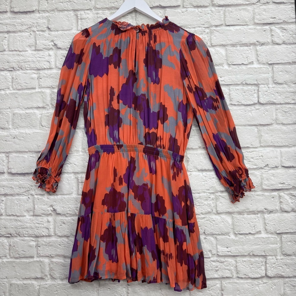Velvet by Graham & Spencer Regina Printed Boho Dress Coral Orange Purple XS - Picture 5 of 16